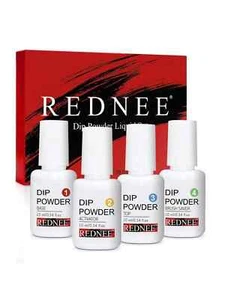 Kit Unghie 4pz REDNEE 10ml Dip Powder con Base Attivatore Top Coat Spazzola - Foto 1 di 5