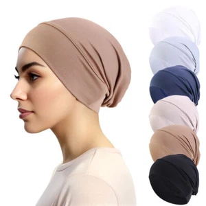 Soft Underscarf Inner Hat Women Turban Muslim Head Wrap Bonnet Chemo Cap Beanies - Imagen 1 de 18