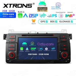Android 14 8-Core CarPlay Stereo GPS Nav DVD Radio SWC BT For BMW E46 M3 Rover75 - Picture 1 of 15
