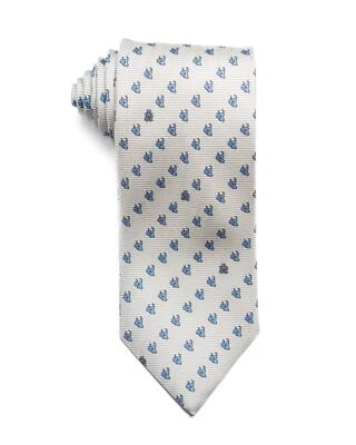 Dunhill London $215 новый белый синий животных печати шелковый галстук 3,2» сделано в Италии - Изображение 1 из 3