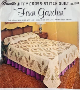 De Colección Bucilla FERN GARDEN Jiffy Estampado Punto de Cruz Doble Edredón Kit Bordado - Imagen 1 de 7