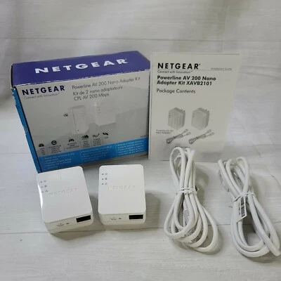 Netgear Powerline AV 200 Nano ADAPTER KIT 200 Mbps Adapter XAVB2101 SEE PICTURE - Image 1 of 4