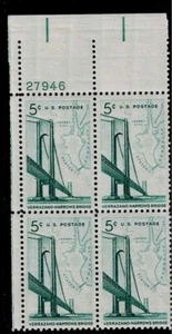 US Scott #1258, Plate Block #27946 1964 Verrazano Bridge 5c FVF MNH Upper Left - Picture 1 of 1