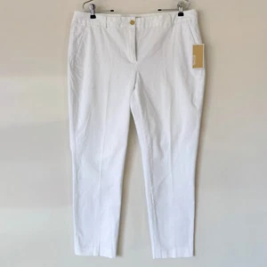 Michael Kors Basics White Pants Straight Ankle Cotton 29” Inseam Women’s 14 - Picture 1 of 15