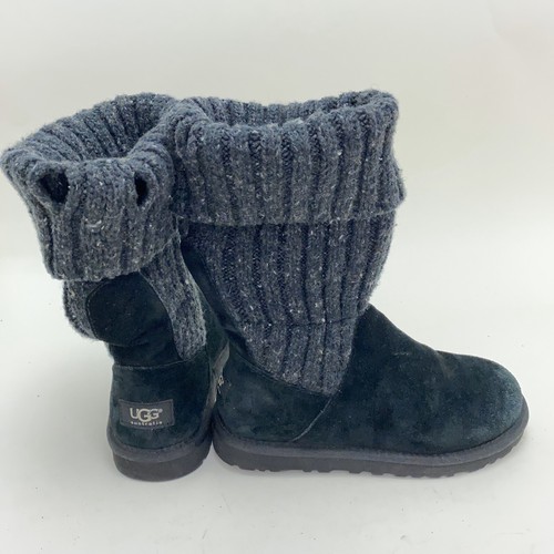 Authentic UGG US 5 EU 36 Cambridge Knit Women's Black Suede Boots Style #1003175