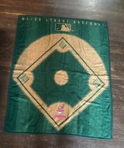 Vintage Biederlack MLB Cleveland Indians Chief Wahoo Fleece Blanket 60”x 48” HTF - Picture 1 of 7
