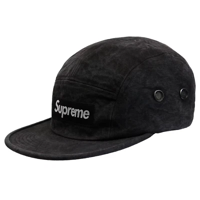 Gorra de campamento Supreme FW19 de lona lavada de 5 paneles negra G1N con etiquetas Foto 1 de 4
