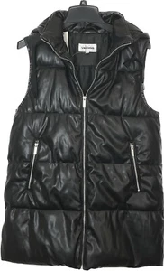 Vigoss Women's Faux Leather Puffer Vest Coat Jacket Black Size L Retail $64 - Picture 1 of 6
