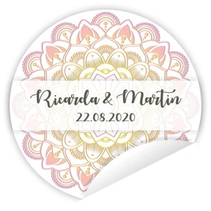 Aufkleber 'Mandala' 24 Stück (4 cm) personalisiert Hochzeit Gastgeschenke DIY - Bild 1 von 3