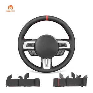 MEWANT Stitch Black PU Leather Steering Wheel Cover for Ford Mustang 2015-2020 - Imagen 1 de 8