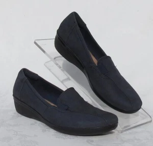 Clarks Collection US Damen 6 36 Marineblau Nubuk Leder niedrige Keilabsatz Halbschuhe Schuhe - Bild 1 von 7