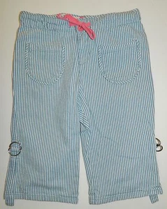 GENUINE KIDS OshKosh girls Blue White Stripe DENIM CONVERTIBLE Capri PANTS* 7 - Picture 1 of 3