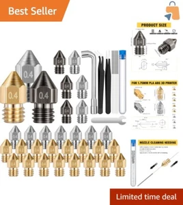 Durable Nozzle Cleaning Kit - 32 MK8 Nozzles & 5 Cleaning Tools for 3D Printers - Picture 1 of 9