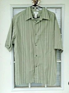 Concepts by Claiborne Mens Casual Shirt Size XXL Green Striped Short Sleeve  - Picture 1 of 3