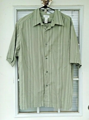 Concepts by Claiborne Mens Casual Shirt Size XXL Green Striped Short Sleeve  - Image 1 of 3