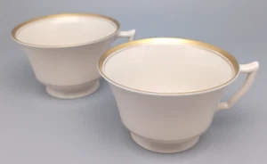 Monticello Old Ivory Syracuse China Gold Band Teacup Set of 2 - Picture 1 of 8