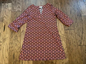 Jude Connally Kleid Gr. Lg schwarz pink mehrfarbig Kette 3/4 Arm Schlitz V-Ausschnitt Stretch - Bild 1 von 2