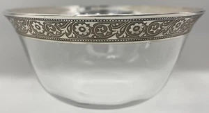 Vintage Eisschale aus Glas mit Silberrand - Blumenmuster UNK4612 - Bild 1 von 3