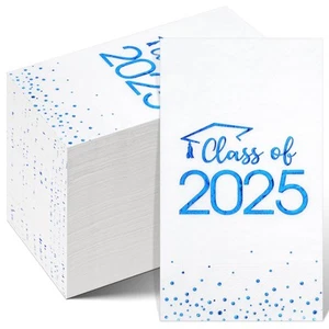 100Pcs Class of 2025 Graduation Napkins Disposable Congrats Grad Cocktail Napki - Picture 1 of 7