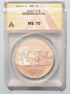 2007-P SILVER DESEGRAGATION COMMEMORATIVE DOLLAR - ANACS MS 70 - 192 - Picture 1 of 4