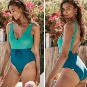 Traje de baño Summersalt de una pieza, cintura atada algas marinas vidrio marino (verde azulado) talla 14 - Imagen 1 de 20
