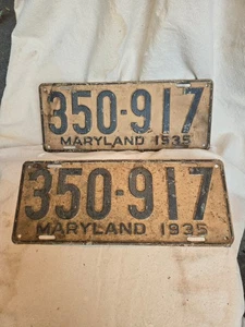 Coppia Targhe Maryland 1935 - Condizioni Verniciate Originali - Foto 1 di 1