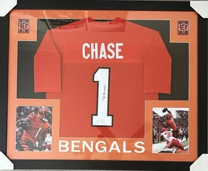 Ja’Marr Chase Signed Cincinatti Bengals Framed Custom Pro Style Jersey JSA - Picture 1 of 3