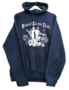 Board Game Club Hoodie Men's Size M Navy Blue Jersey Hooded Pockets - Picture 1 of 14