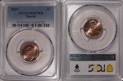 2025 P Lincoln SHIELD 1c Cent  PCGS MS67RD - Image 1 of 2