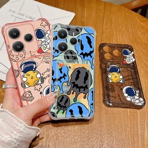 For Xiaomi 14C 13C Redmi Note 13 12 11 Pro Astronauts Card Slot Clear Case Cover - Picture 1 of 19