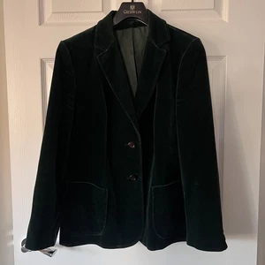 Vintage M&S St Michael Samt Blazer Jacke Damen 16/18 UK dunkelgrün smoking - Bild 1 von 16