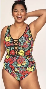 Adore Me Andressa Contour Plus One Piece Swimsuit Womens Size 1X Floral Vibrant - Picture 1 of 14