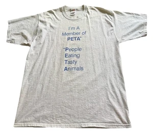 VTG PETA Parody T Shirt Sz XL People Eating Tasting Meat Short Sleeve Funny Tee - Picture 1 of 8
