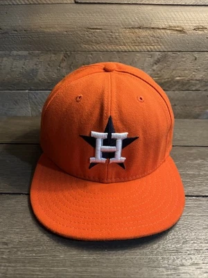 Gorra ajustada New Era 59Fifty Houston Astros talla 7 5/8 naranja MLB hecha en EE. UU. Foto 1 de 4