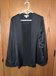 Coldwater Creek schwarz Langarm versteckte Knöpfe Top Bluse Misses Gr. XL (18) - Bild 1 von 12