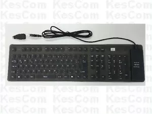 Tastiera flessibile PS/2 USB impermeabile arrotolabile tedesca nera Win 10 #50112 - Foto 1 di 1