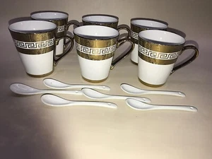 6er Set Dickwandige Kaffeetassen aus Porzellan für 6 Personen Mäander 300.Ml NEU - Bild 1 von 6