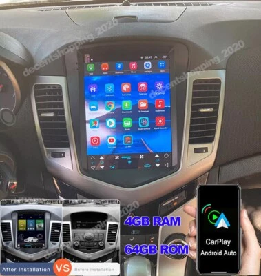 CAR APPLE CARPLAY RADIO FOR CHEVY CRUZE 2009-2015 ANDROID 13 GPS STEREO 4+64GB - Image 1 of 4