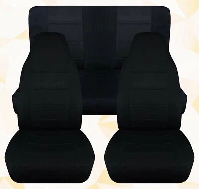 Fundas de asiento de coche delanteras y traseras para Jeep Wrangler LJ 2003-2006 negro macizo Foto 1 de 4