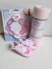 First Steps Pink Pram Shoes, Unicorn Teether, Soft Baby Blanket, Pink New Lot