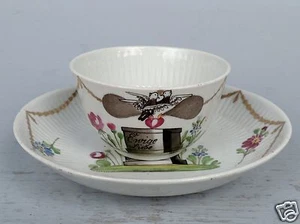 Alte 18Jh Wallendorf Deutsche Porzellan Hochzeit Tasse und Untertasse - Love & Friend 1 - Bild 1 von 12