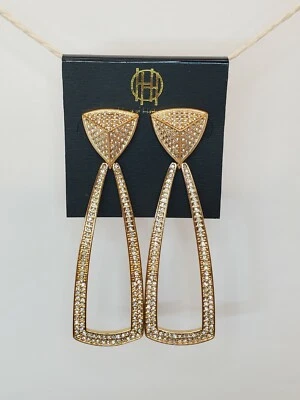 NUEVO CON ETIQUETAS House of Harlow 1960 Mesa Door Knocker Pave Pendientes Precio de venta sugerido por el fabricante 115 USD Caja de estilo. Foto 1 de 4