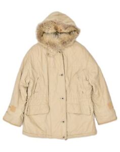BETTY BARCLAY Womens Hooded Parka Jacket UK 20 2XL Beige Wool BI05