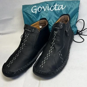 Herren Freizeit Leder Schuhe Knöchel Chukka Stiefel Slipper Halbschuhe Mitte 10,5 Schwarz - Bild 1 von 9