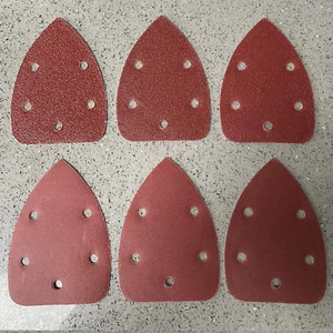 6 X PALM SANDER SANDING PADS DISCS SHEETS ASSORTED GRADE COARSE HOLE PUNCHED + - Picture 1 of 5