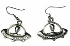 X-Files I Want To Believe Saying Alien Flying Saucer Metal French Wire Earrings
