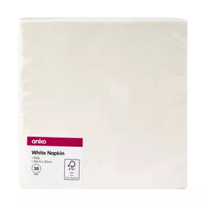 White Dinner Paper Napkins Serviettes 2ply Party Supplies Bulk Pack Of 30 Au - Picture 1 of 3