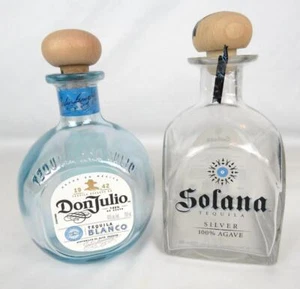 Don Julio Blanco Patron Argento Bottiglie VUOTE Tequila Vetro Blu Prop Riuso - Foto 1 di 6