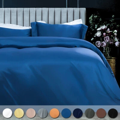 1800 Silky Satin Ultra Soft 3 Piece Duvet Cover Set for Comforter 10 Rich Colors - Image 1 of 4