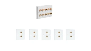 Kit de placa de pared de altavoz 5.0 postes de unión de oro blanco audio AV sin soldadura - Imagen 1 de 7